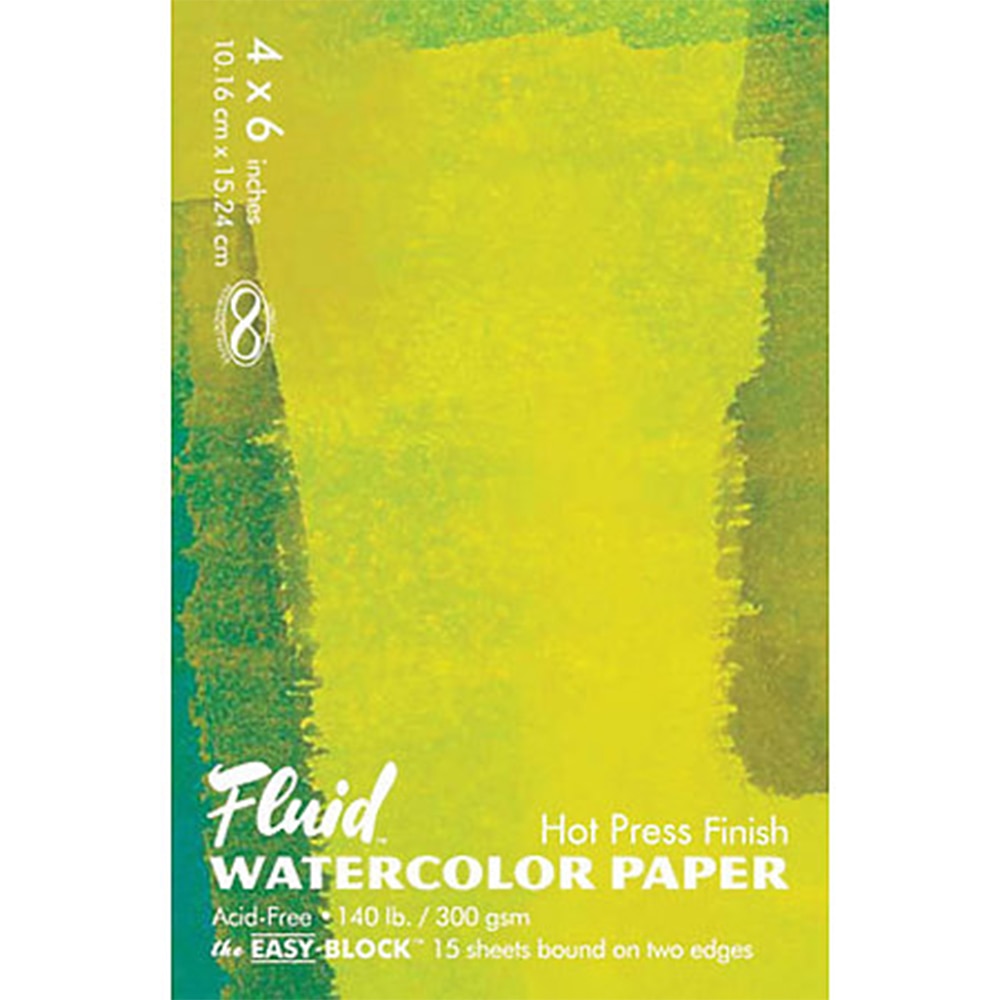 Global Art, Fluid, Hot Press, 140#, Watercolor, EZ Block, 15 sheet